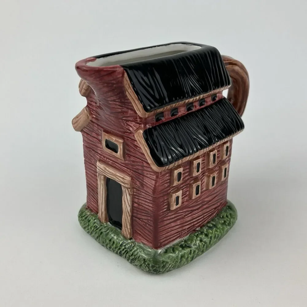Warren Kimble Sakura Red Barns | Hand Painted Ceramic Salt & Pepper Full Set VTG